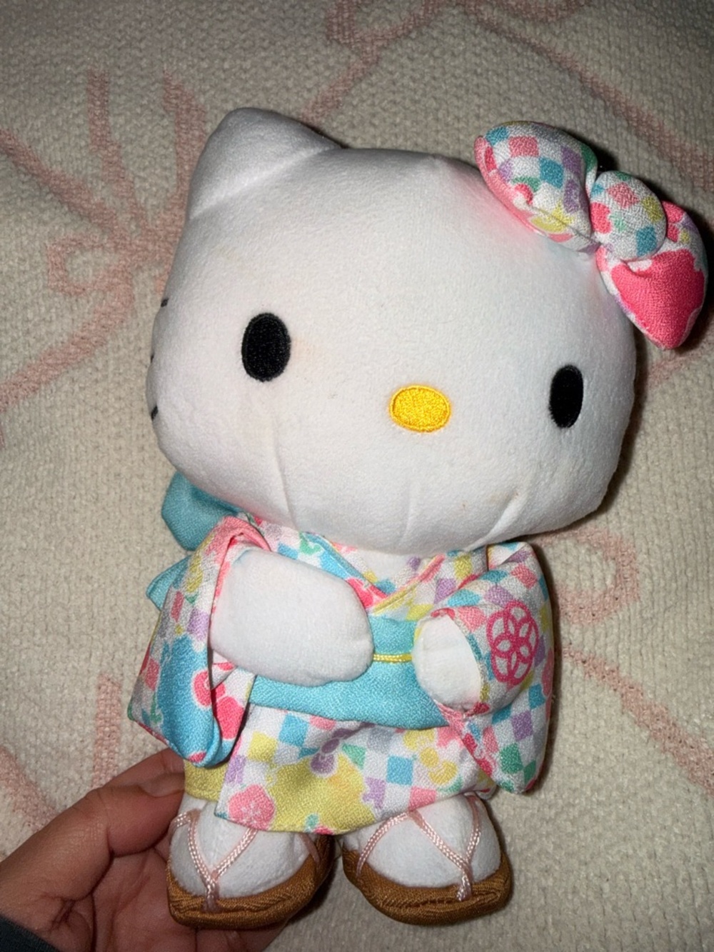 Sanrio Hello Kitty Plush in White with Pastel Kimono